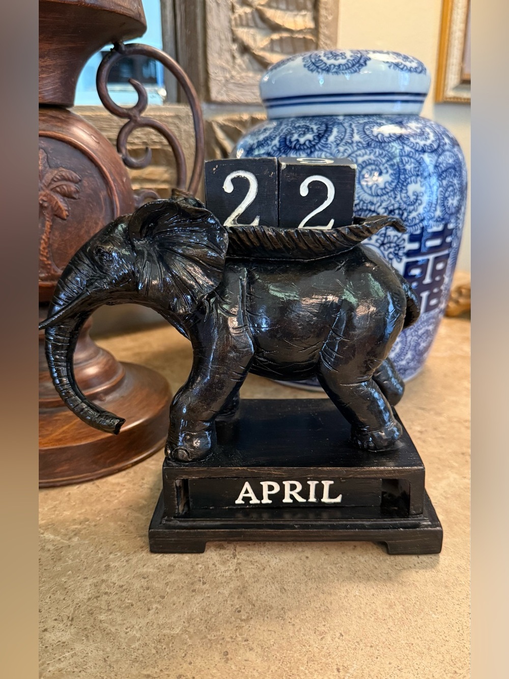 Brown Elephant Perpetual Block Desk Calendar